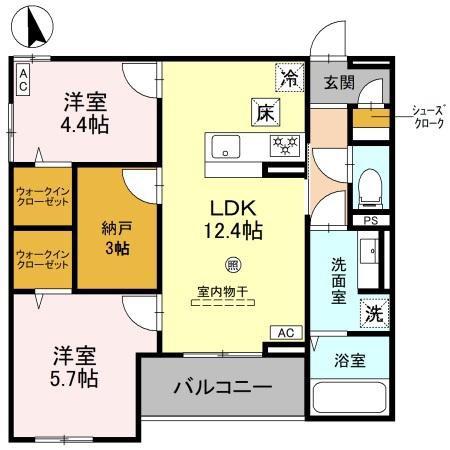 COCOONIA(2SLDK/1階)の間取り写真