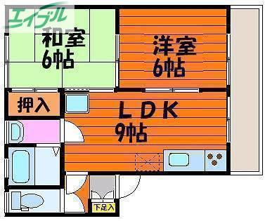 アムール・ディス(2LDK/2階)の間取り写真