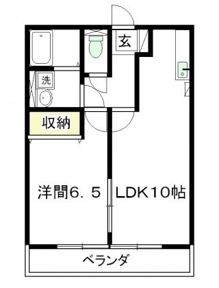プランドール(1LDK/2階)の間取り写真