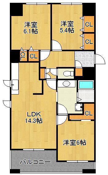OLIVE 1(3LDK/4階)の間取り写真