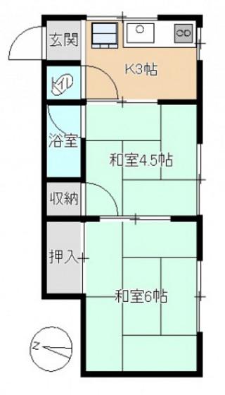 門永ビル(2K/3階)の間取り写真