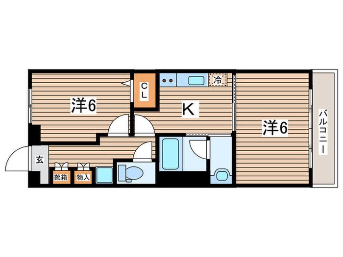 加山ハイツ(2K/1階)の間取り写真