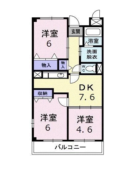 エスポワール吉田(3DK/2階)の間取り写真
