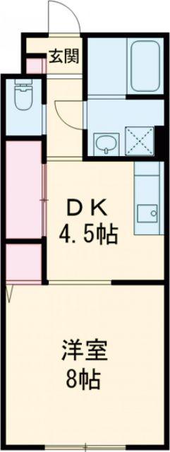 ヒルズシンシアI(1DK/1階)の間取り写真