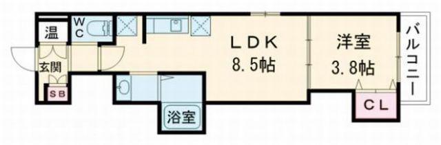 マリブガーデン堺駅前(1LDK/4階)の間取り写真