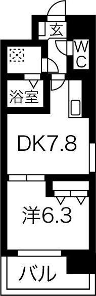 サンシアルザ上前津(1LDK/2階)の間取り写真