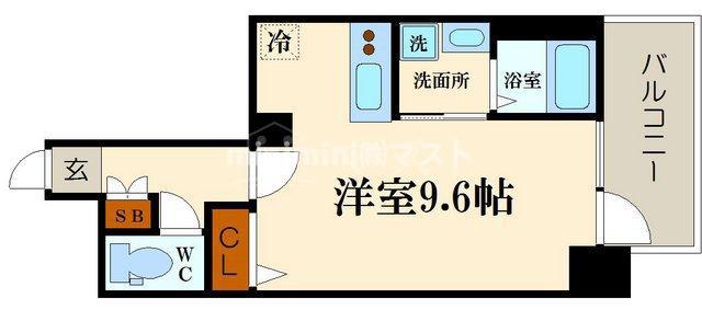 プレサンス立売堀パークシティ(1K/4階)の間取り写真