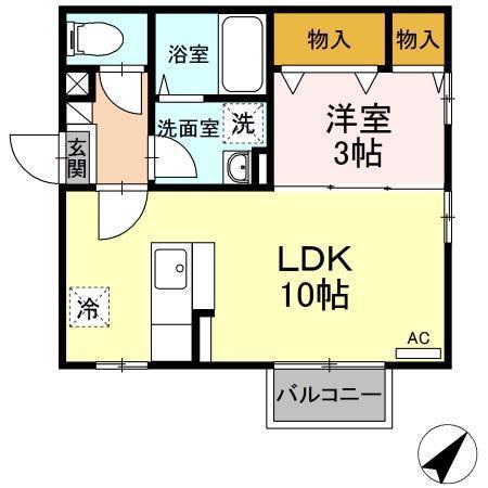 スターハイツ・あおい(1LDK/1階)の間取り写真