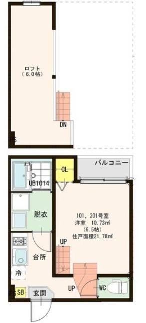 ハーモニーテラス長町III(1K/1階)の間取り写真