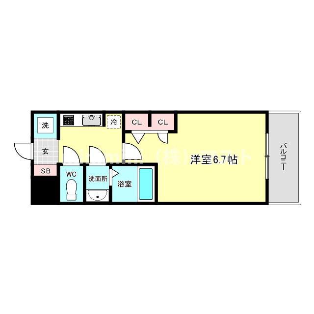 ES-GRANDE長居パークフロント(1K/7階)の間取り写真