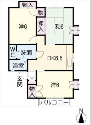 サニーハイツ垂坂(3DK/2階)の間取り写真