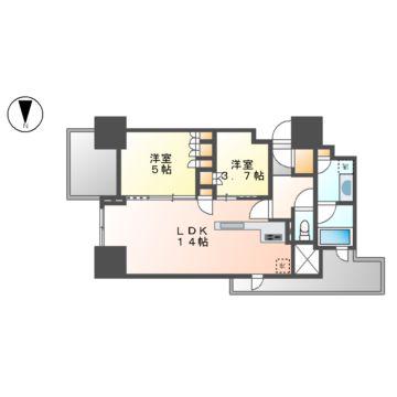 プラウドタワー名駅(2LDK/7階)の間取り写真