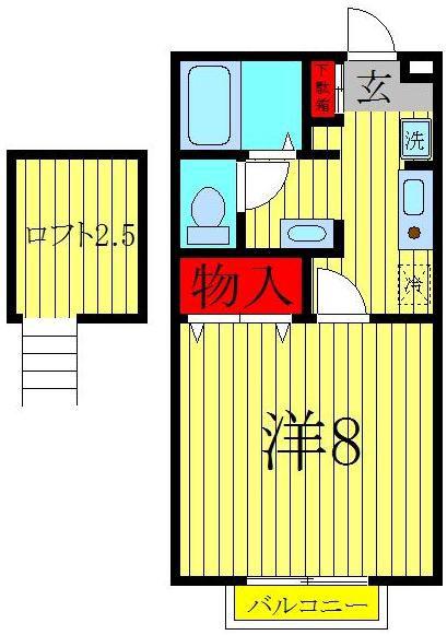 セジュールSA(1K/2階)の間取り写真