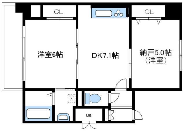 サザンクロス鵠沼(1SDK/2階)の間取り写真