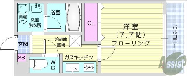 ヴィラ・ボヌール(1K/3階)の間取り写真