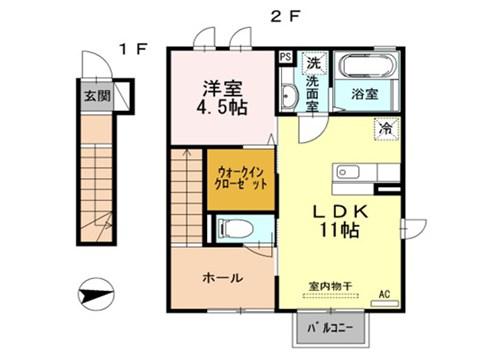 なでしこ(1LDK/2階)の間取り写真