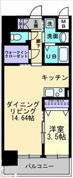 ソラノ瓦町(1LDK/4階)の間取り写真