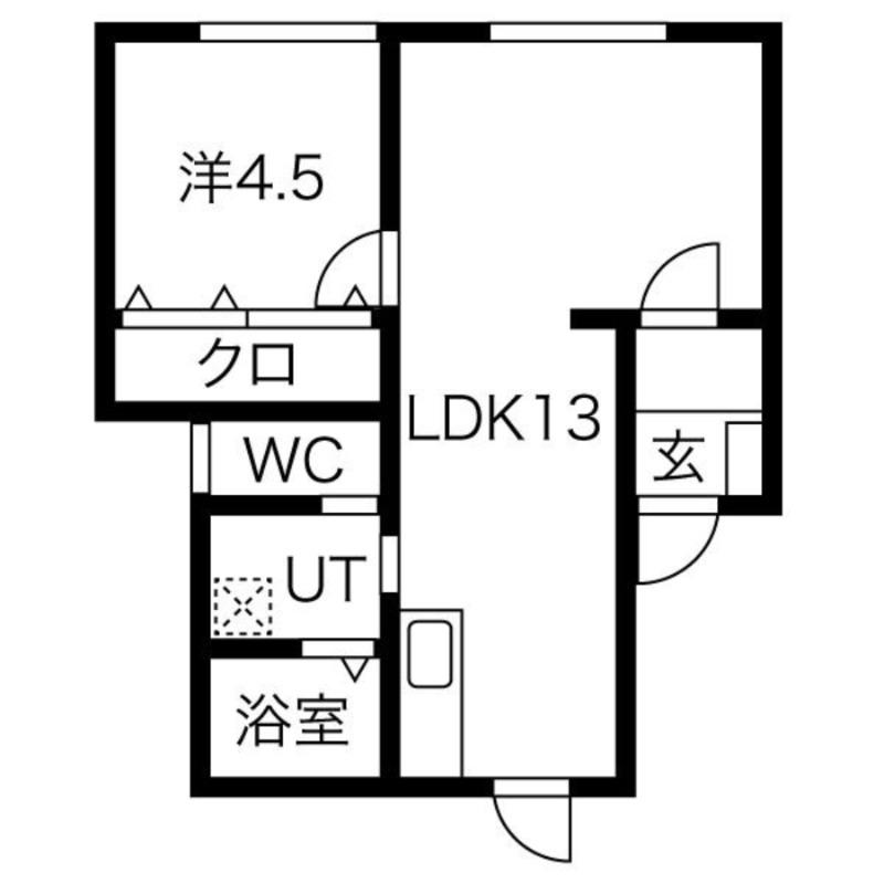 グランクラッセ中の島(1LDK/1階)の間取り写真