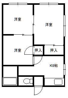 ハイツリバーサイド(3DK/1階)の間取り写真