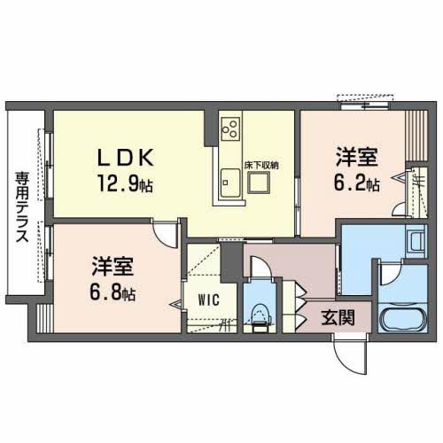 クロスウェル(2LDK/1階)の間取り写真