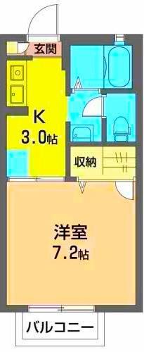 エクセル長者B(1K/2階)の間取り写真