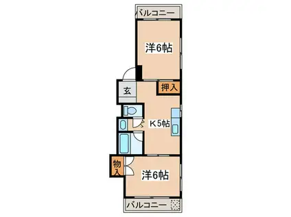 第2パレスマンション(2K/3階)の間取り写真