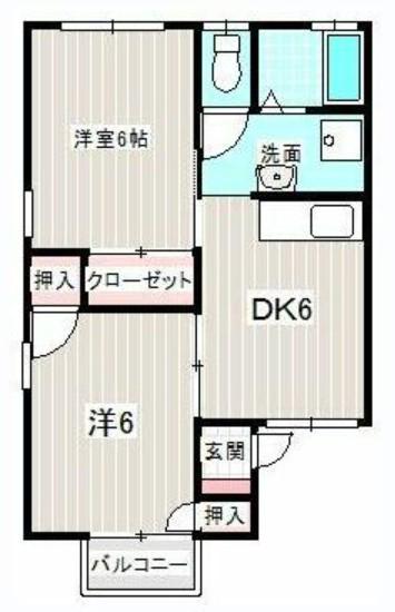 セジュールK&TI(2DK/2階)の間取り写真