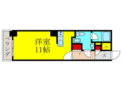 RITZ SQUARE GRAN QBE(ワンルーム/2階)の間取り写真