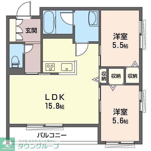 SHAMAISON HALE国立 桜通(2LDK/2階)の間取り写真