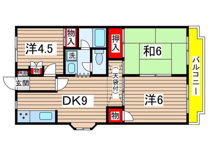 ランドール6(3DK/2階)の間取り写真