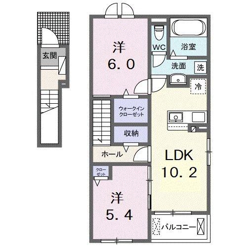 アーバンツリーII(2LDK/2階)の間取り写真