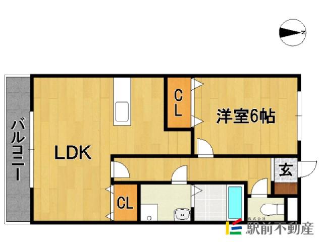 グランドゥール(1LDK/2階)の間取り写真