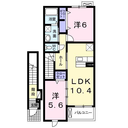 アルヴィータ(2LDK/2階)の間取り写真