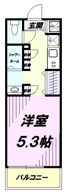 ビーシティアパートメント立川TAPP(ワンルーム/2階)の間取り写真