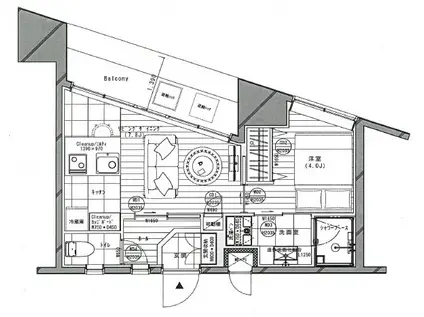 広尾ユタカタワーズ(1DK/8階)の間取り写真
