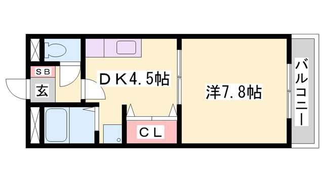 シャインハート(1DK/1階)の間取り写真