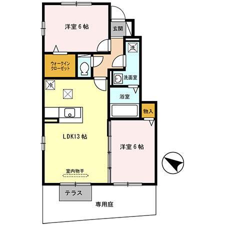 ステラセッテ(2LDK/1階)の間取り写真