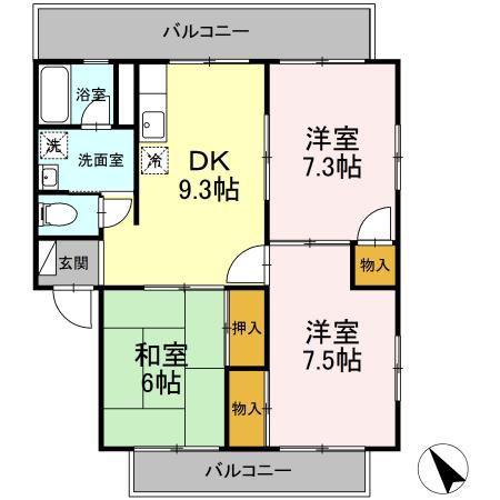 オリヴィエ東川口(3DK/1階)の間取り写真