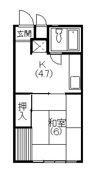 ハイツ門名(1K/2階)の間取り写真