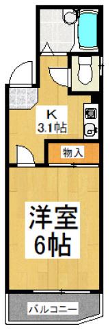 リバーサイド藤(1K/2階)の間取り写真