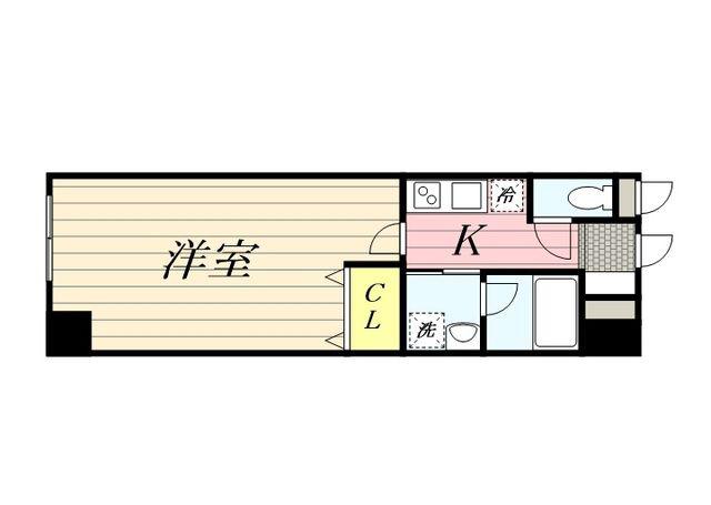 ルミエール美原(1K/9階)の間取り写真