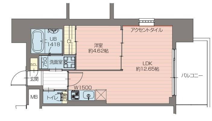 プレジオ弁天町(1LDK/14階)の間取り写真