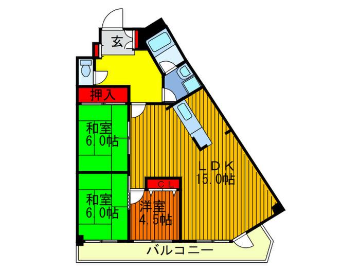 グランド ハイツ(3LDK/2階)の間取り写真