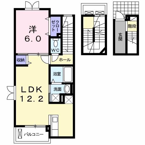 シャン・ド・フルールI(1LDK/3階)の間取り写真