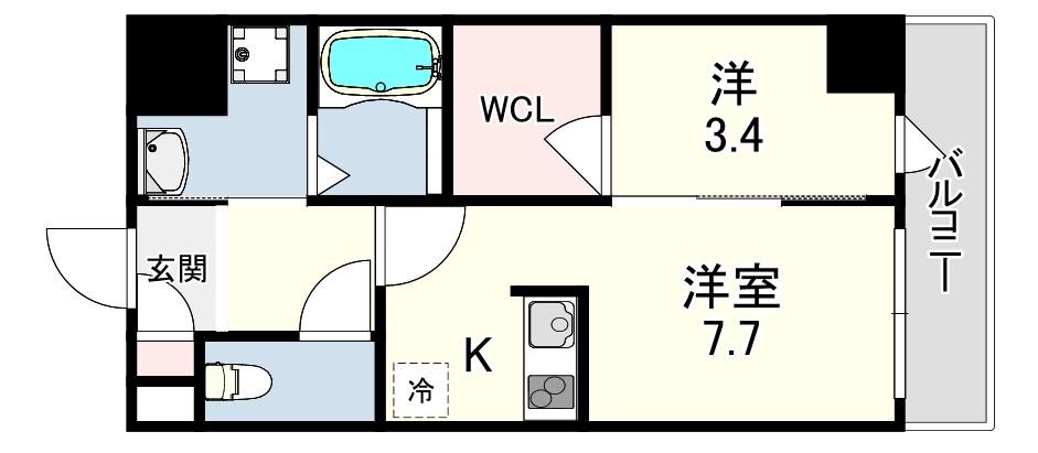 モレス・ヴィラ明石(1LDK/6階)の間取り写真