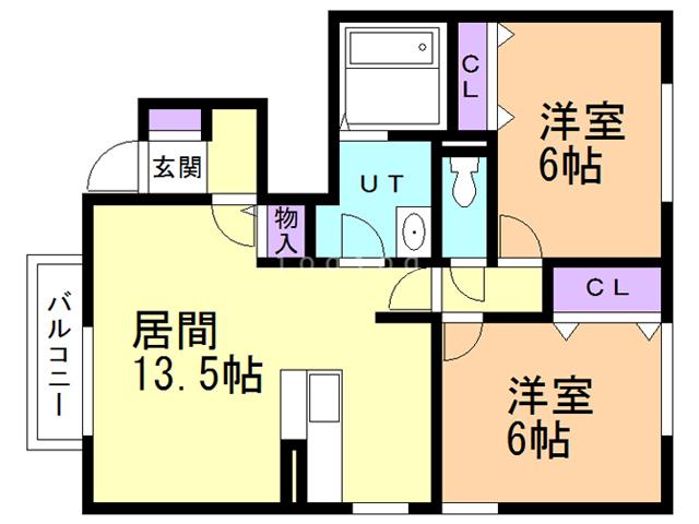 リビングタウン若宮 D(2LDK/1階)の間取り写真