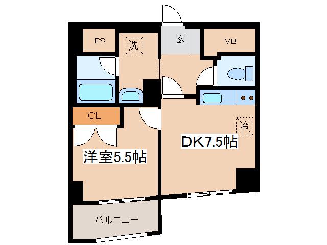 K&Mビル(1DK/2階)の間取り写真