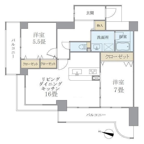 ハイムローゼ(2LDK/3階)の間取り写真