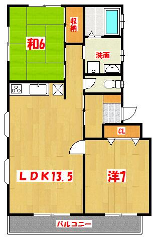 マルテーメゾンミズノI(2LDK/2階)の間取り写真