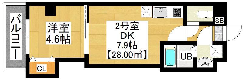 テリアズ港町(1DK/5階)の間取り写真